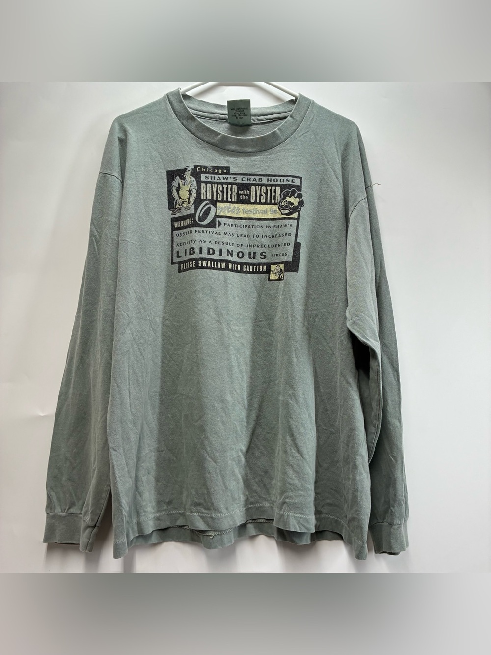 Vintage 90s Chicago Shaws Crab House Mens Large Long Sleeve Shirt Oyster Seafood